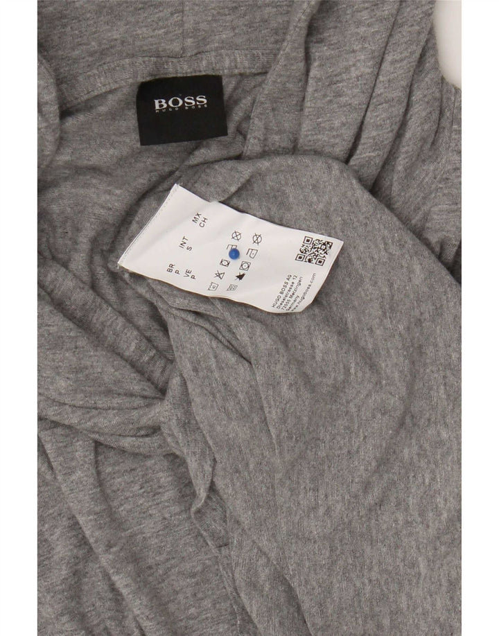 Hugo Boss Top da uomo con cappuccio a maniche lunghe in cotone chiazzato grigio piccolo
