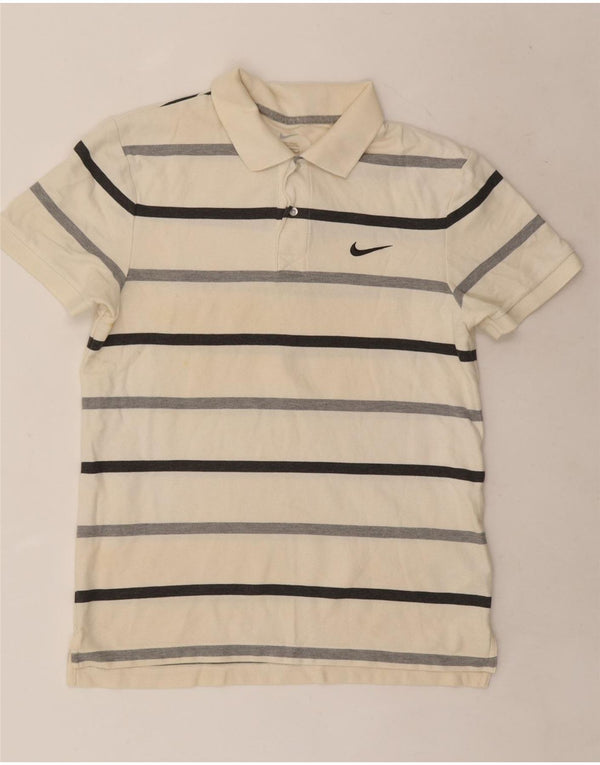 Polo Nike da uomo in cotone a righe bianche medie
