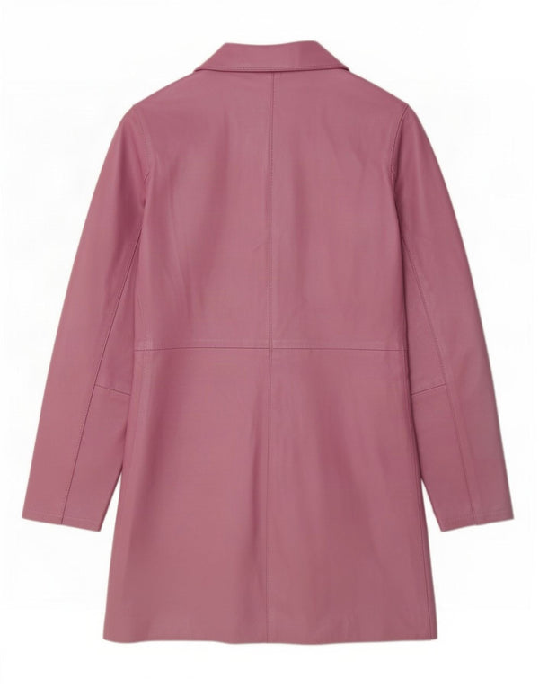 Cappotto in pelle vintage da donna UK 12 rosa medio