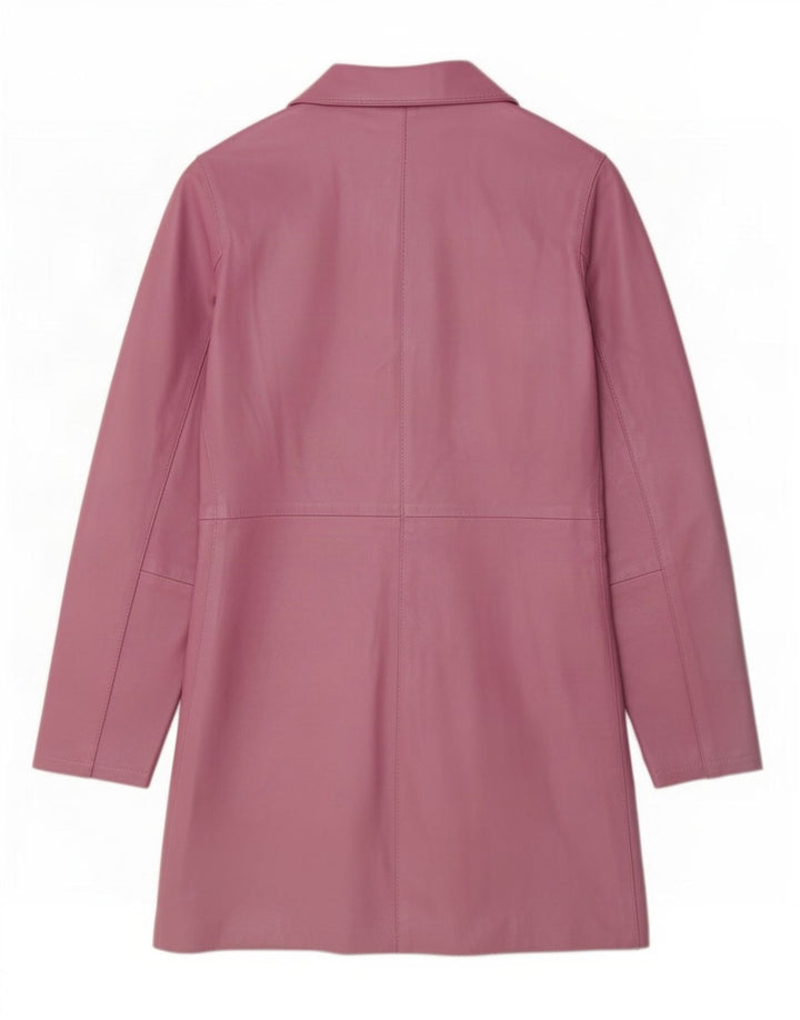 Cappotto in pelle vintage da donna UK 12 rosa medio
