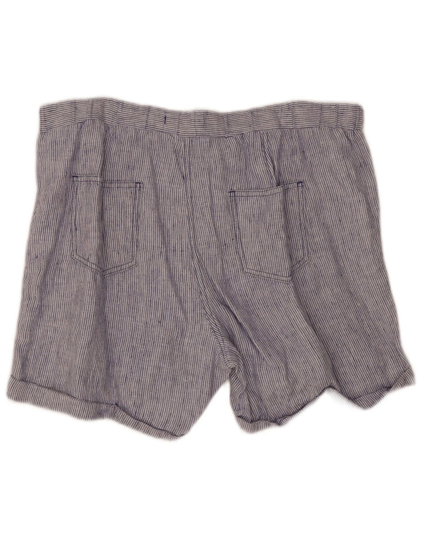 Pantaloncini casual da donna Marks & Spencer taglia 18 W36 L5 lino a righe blu