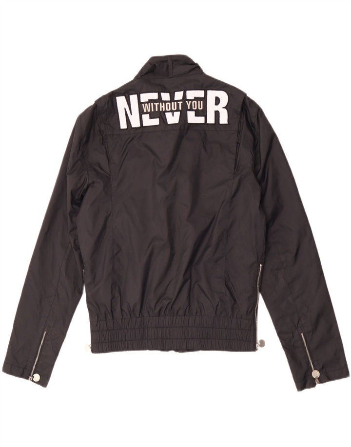 Giacca utility grafica da uomo vintage UK 40 grande nylon nero