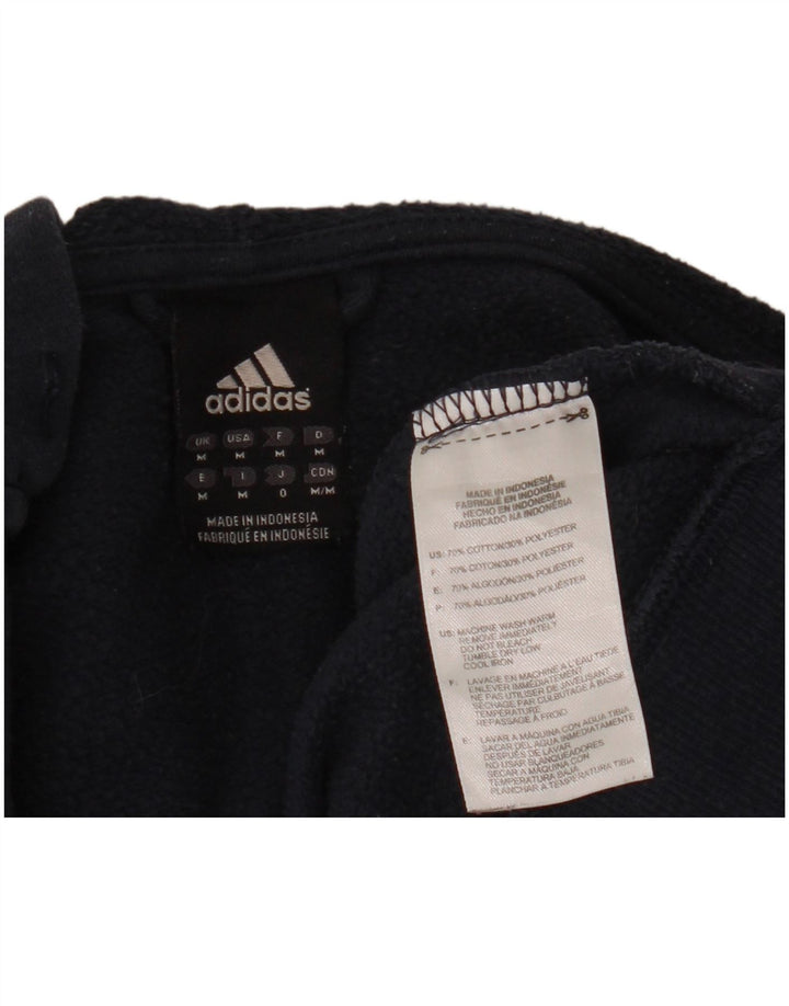 Maglione con cappuccio e zip da uomo Adidas in cotone blu navy medio