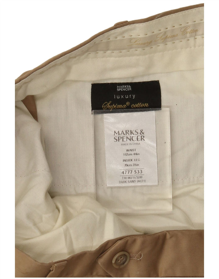 MARKS & SPENCER Pantaloni da abito dritti da uomo W44 L31 Cotone beige
