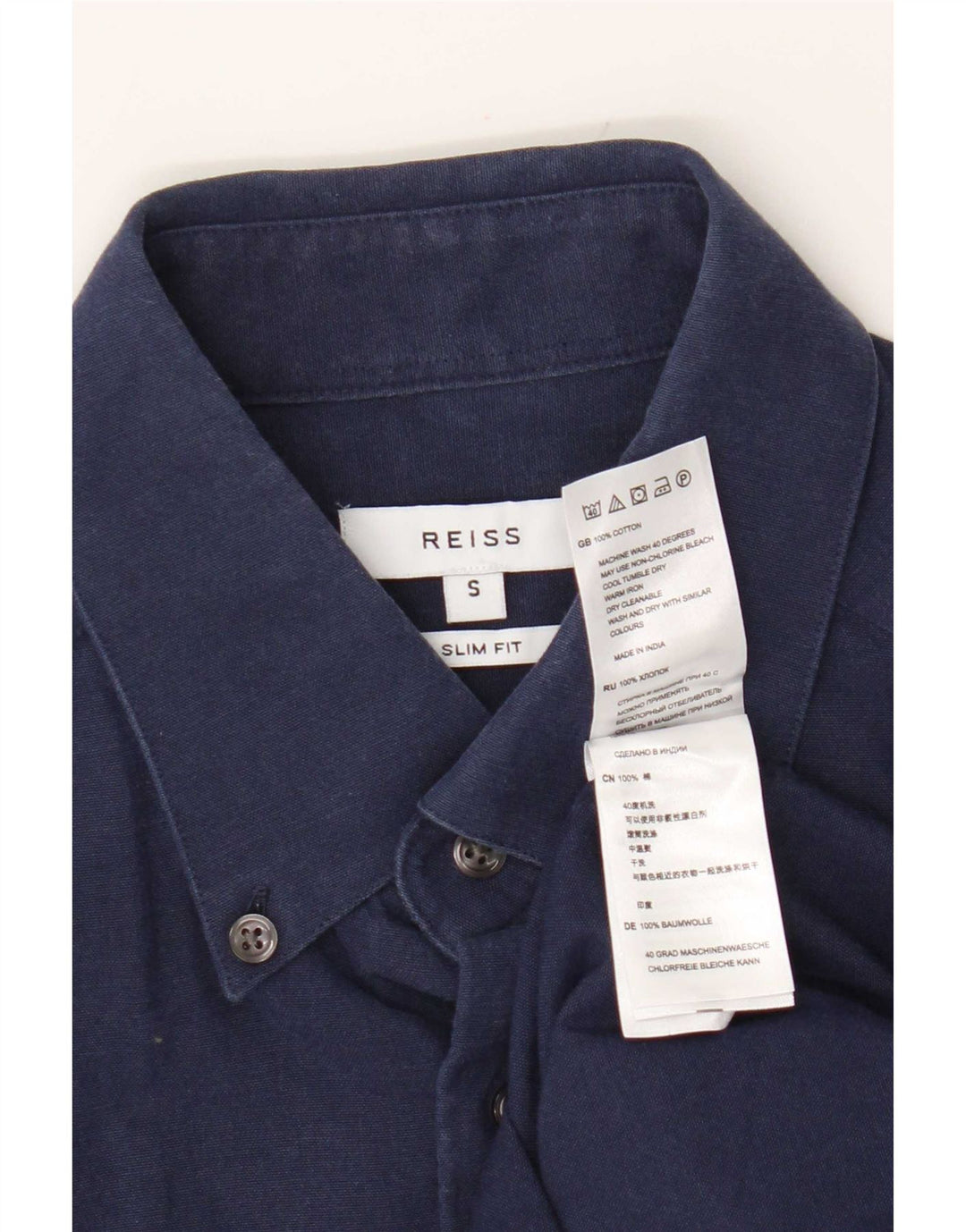 Camicia Reiss da uomo slim fit piccola in cotone blu navy