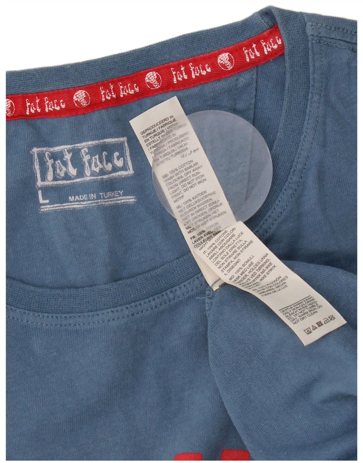 T-shirt grafica da uomo Fat Face Top grande in cotone blu