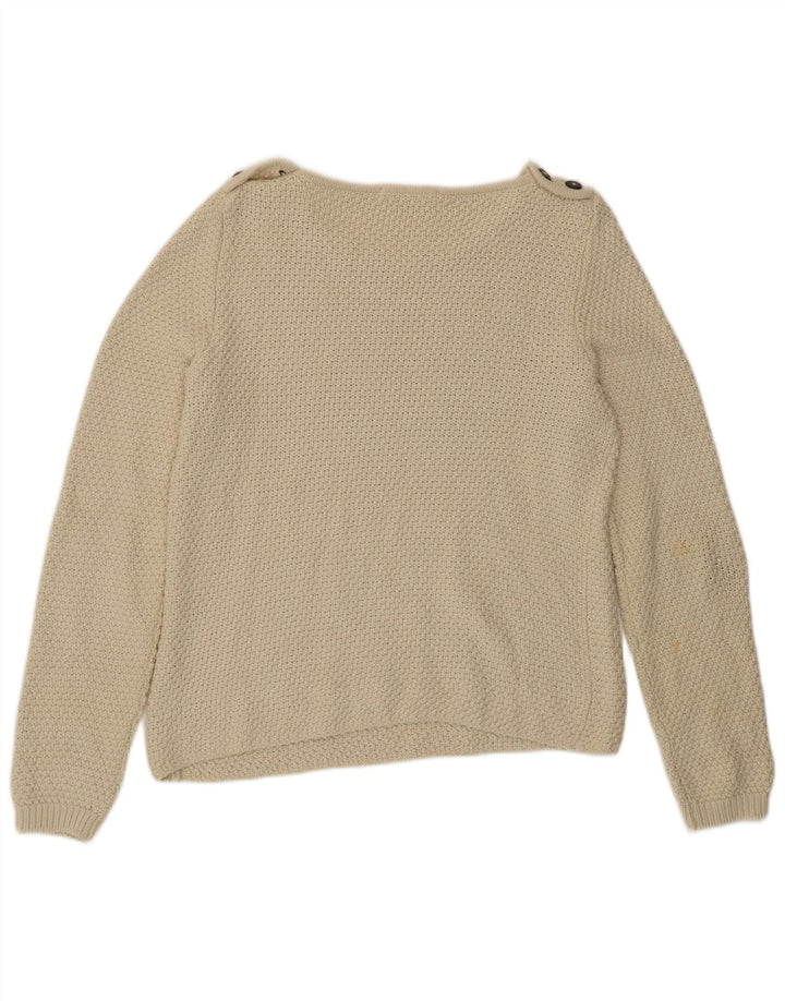 Maglione maglione con scollo a barca da donna Boden UK 12 cotone bianco sporco medio
