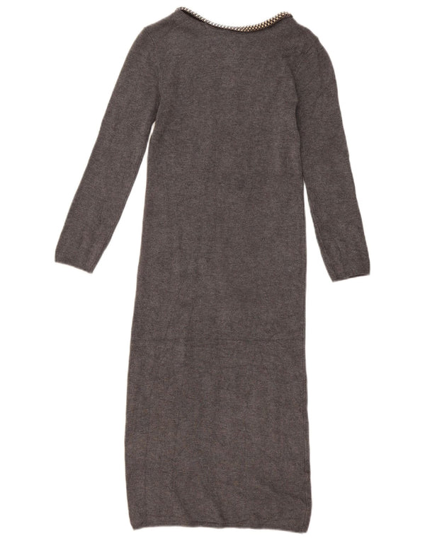 Zara Womens 3/4 Sleeve Jumper Dress UK 8 Small Grey