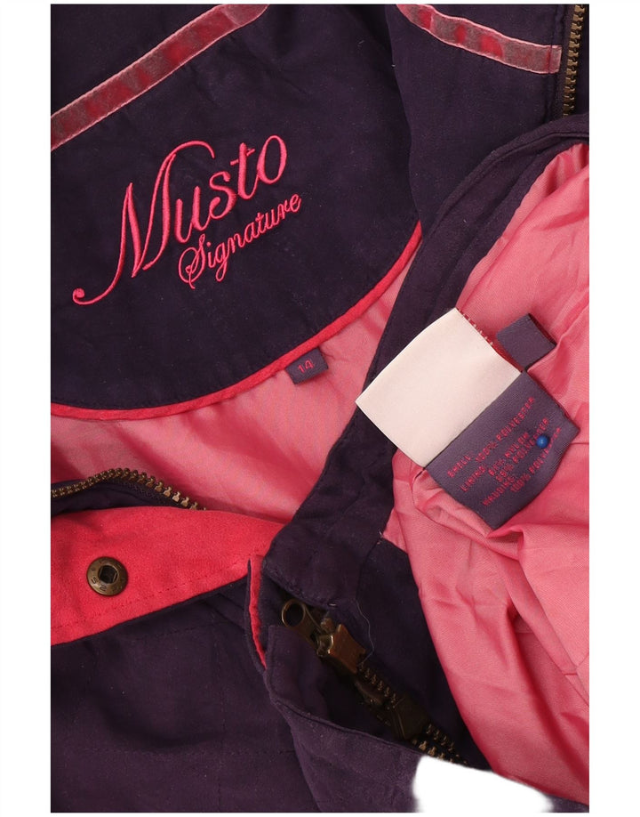 Giacca trapuntata firmata Musto da donna UK 14 grande poliestere viola