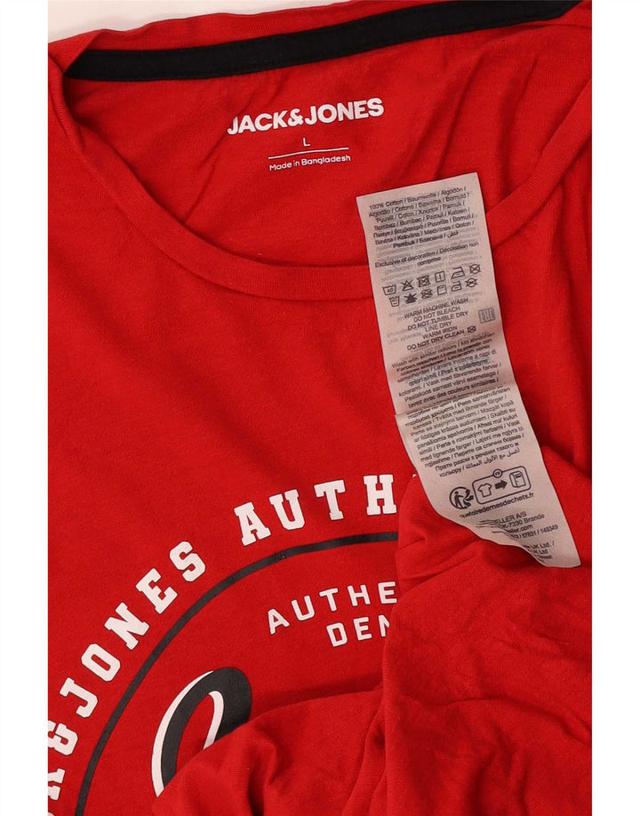 Jack & Jones T-shirt grafica regolare da uomo di grandi dimensioni in cotone rosso
