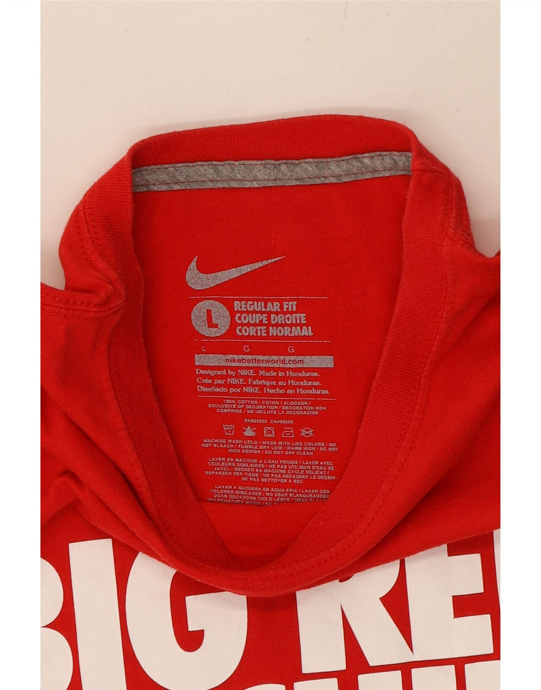 NIKE Mens Regular Fit Graphic T-Shirt Top Large Red Cotton Vintage Nike and Second-Hand Nike from Messina Hembry 