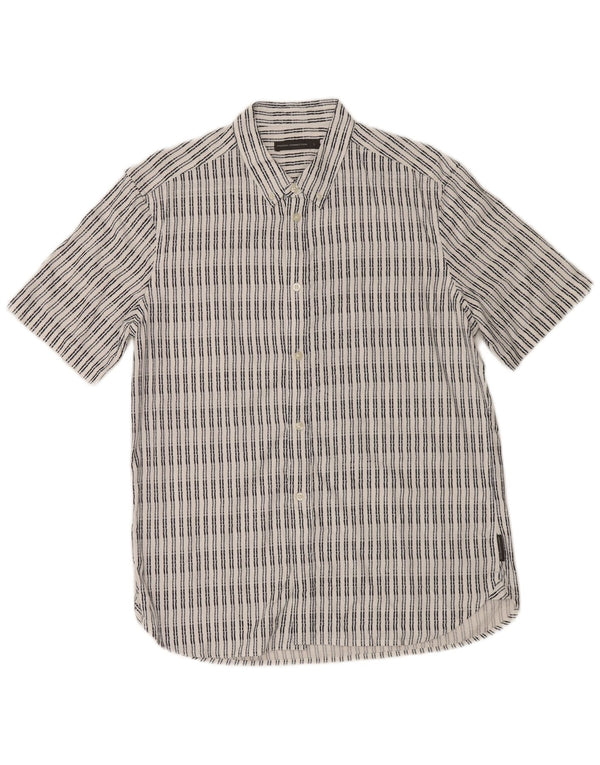 Camicia da uomo a maniche corte French Connection in viscosa a righe bianche grandi