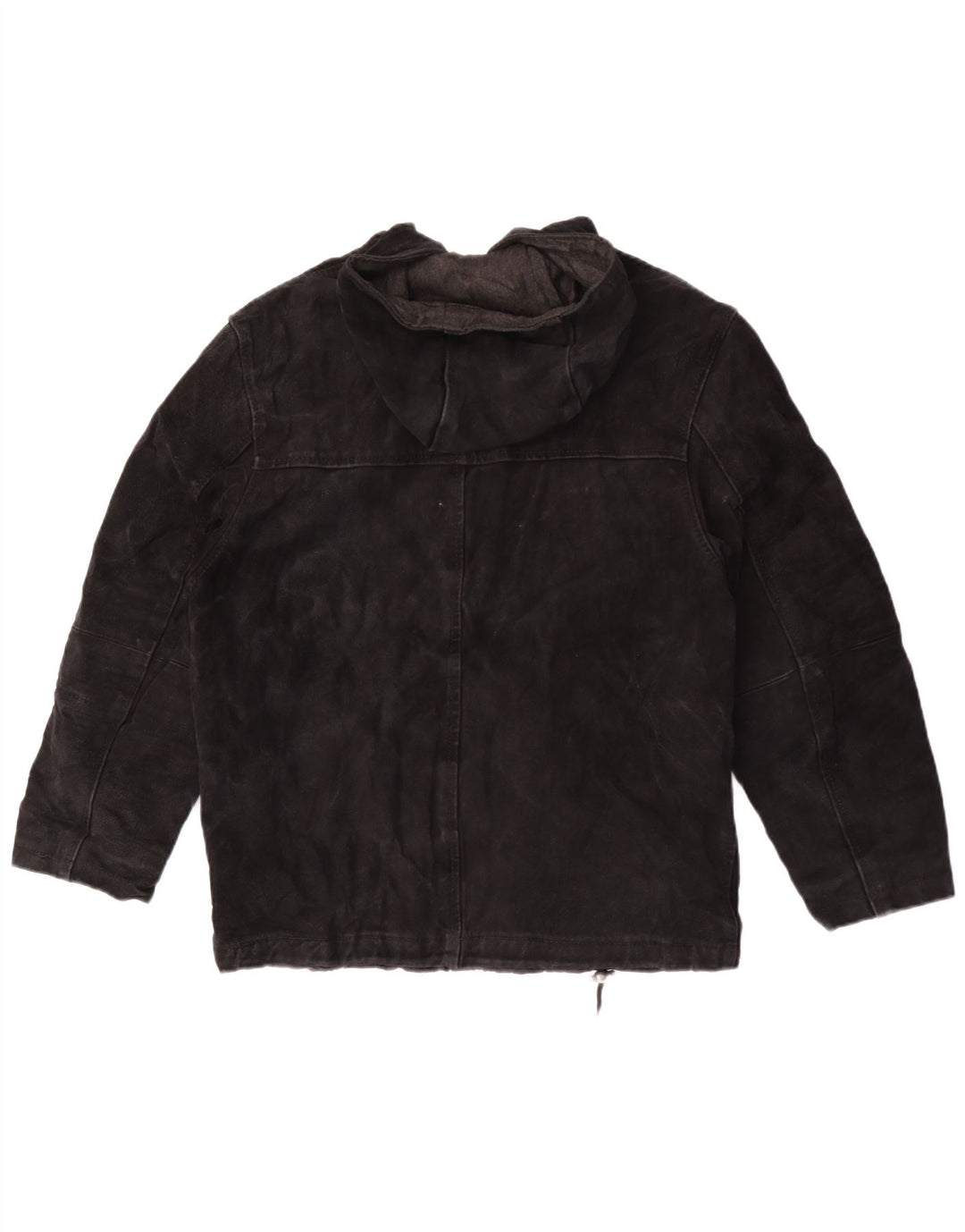 Giacca Privilegi Donna in Pelle Scamosciata con Cappuccio IT 44 Media Pelle Nera