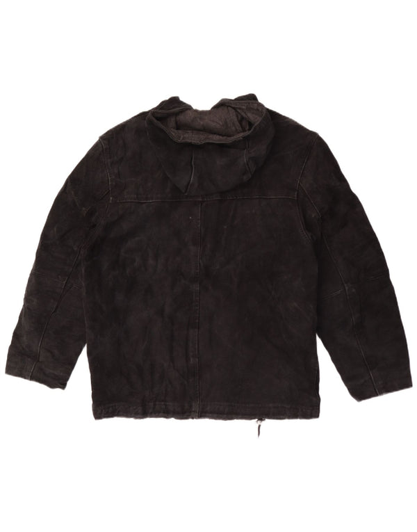 Giacca Privilegi Donna in Pelle Scamosciata con Cappuccio IT 44 Media Pelle Nera
