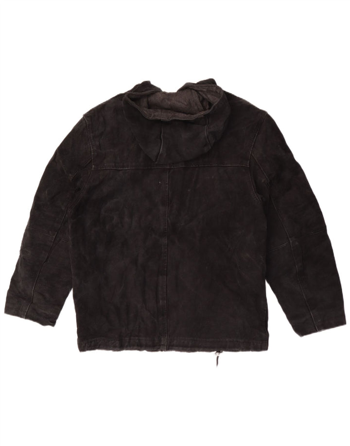 Giacca Privilegi Donna in Pelle Scamosciata con Cappuccio IT 44 Media Pelle Nera