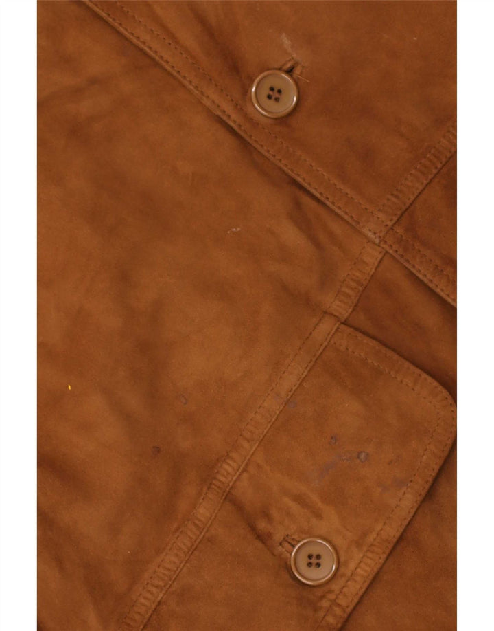 Giubbotto bomber vintage in pelle scamosciata da uomo IT 50 grande in pelle marrone