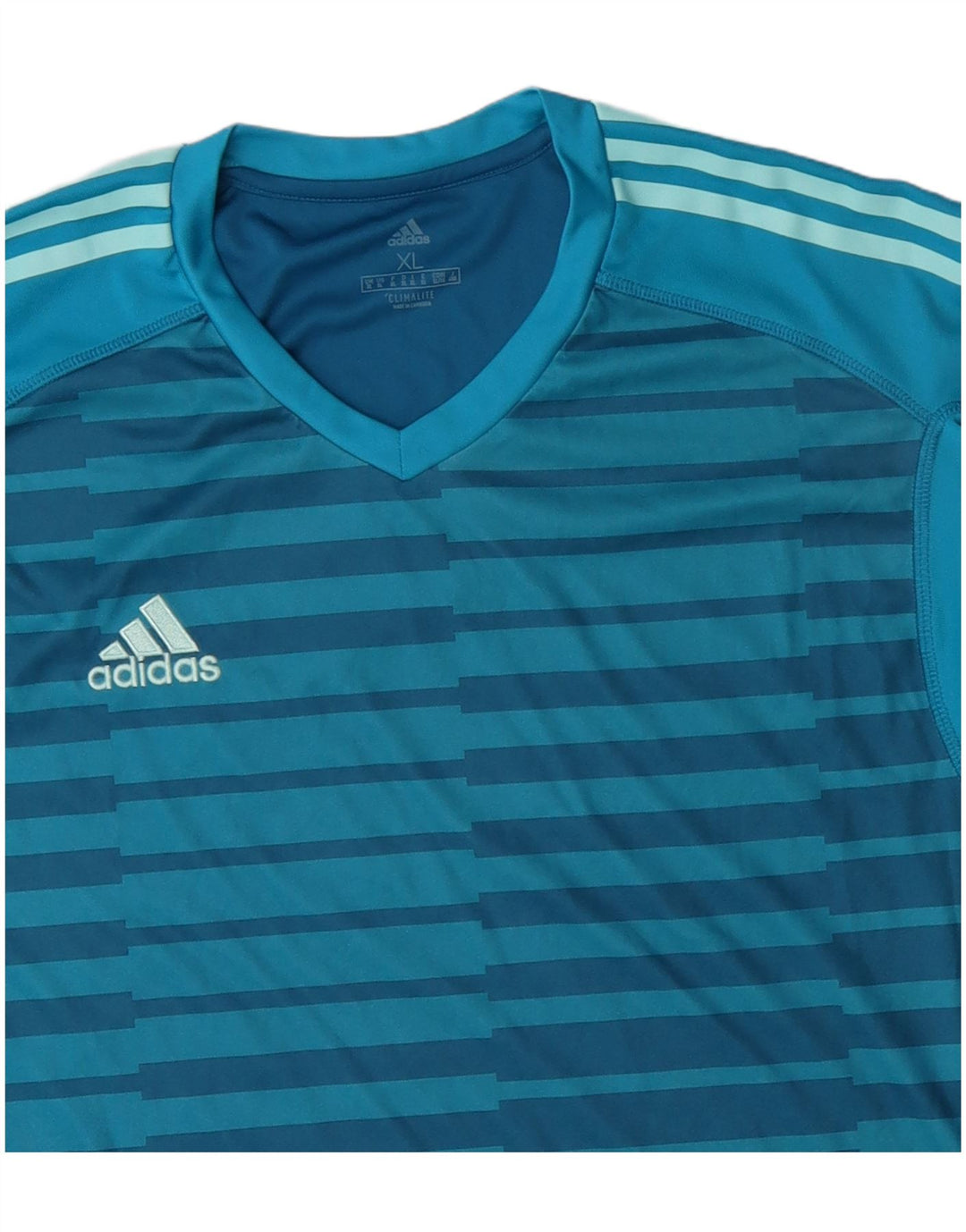 T-shirt ADIDAS da uomo Climalite Top XL poliestere a righe blu