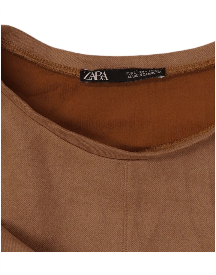 Abito a trapezio da donna Zara UK 16 grande marrone