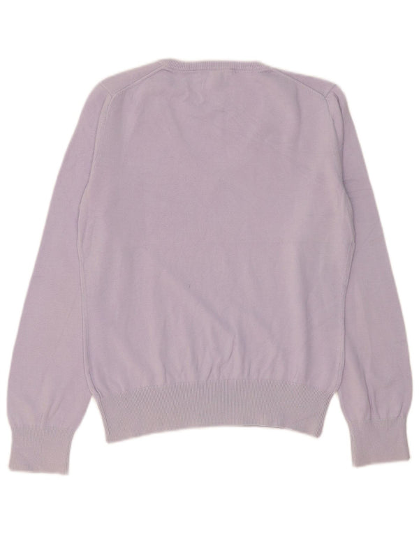 GANT maglione da donna con scollo a V UK 14 grande cotone viola
