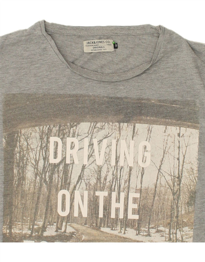 JACK & JONES Mens Graphic T-Shirt Top Medium Grey Cotton Vintage Jack & Jones and Second-Hand Jack & Jones from Messina Hembry 