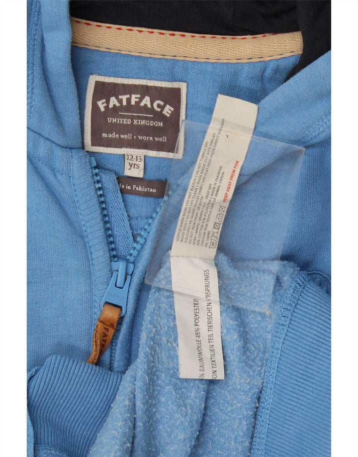 Maglione con cappuccio e zip grafica per ragazzi Fat Face 12-13 anni Blu
