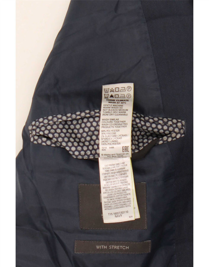 Giacca blazer a 2 bottoni da uomo Marks & Spencer UK 46 3XL poliestere blu navy