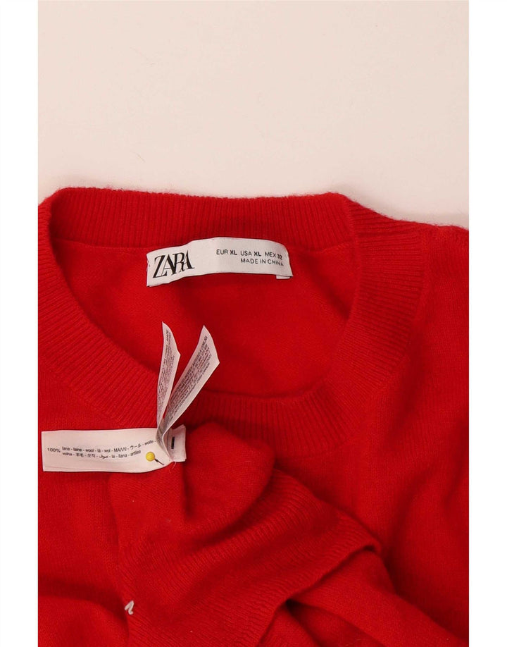 Maglione maglione girocollo da donna Zara UK 18 XL lana rossa