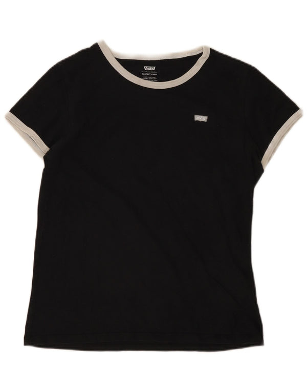 T-shirt Levi's Perfect Crew da donna, taglia UK 10, piccola, in cotone color block nero