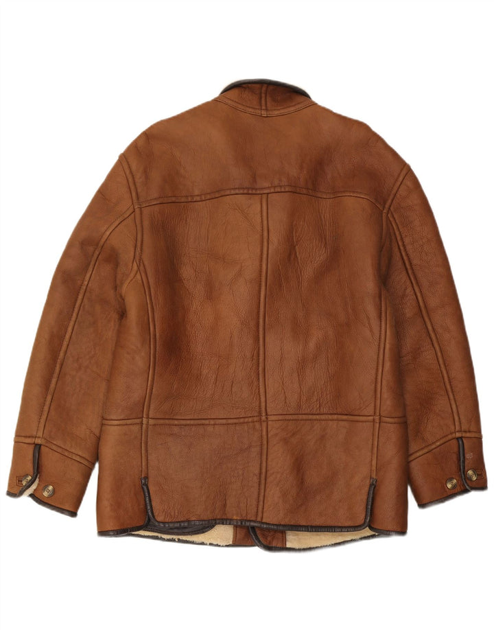 Giacca in pelle Sherpa da uomo Aston UK 40 grande marrone