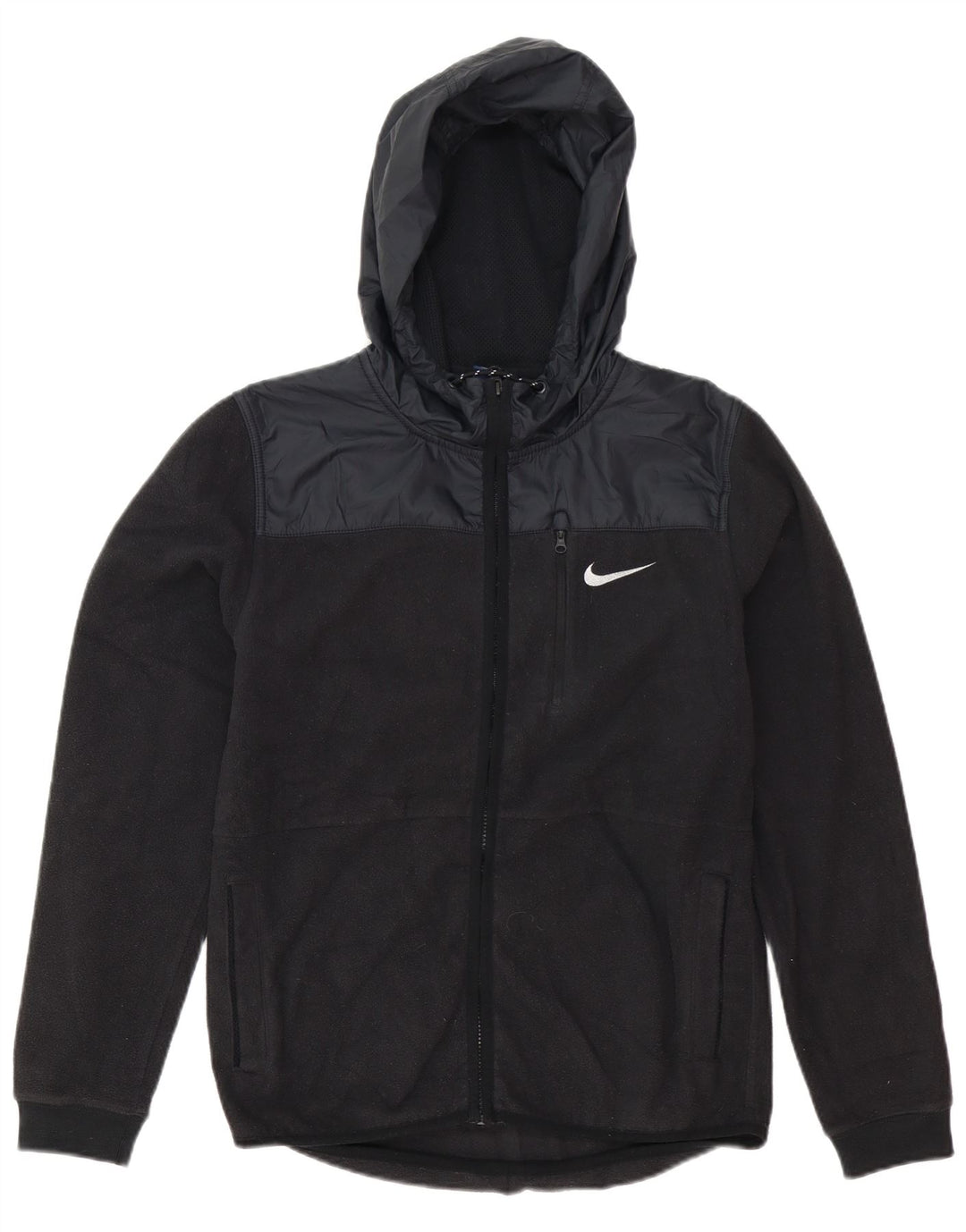 Giacca in pile con cappuccio Nike da uomo UK 36 Small Nero Colourblock Poliestere