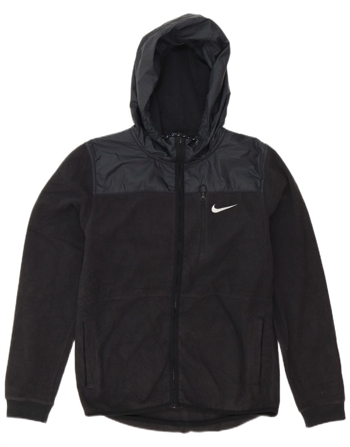 Giacca in pile con cappuccio Nike da uomo UK 36 Small Nero Colourblock Poliestere