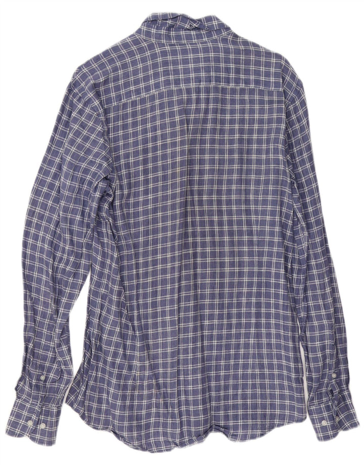 Camicia da uomo Massimo Dutti in lino a quadri blu medio