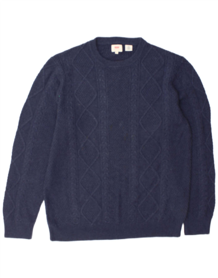 Maglione maglione girocollo da uomo Levi's XL in cotone blu navy