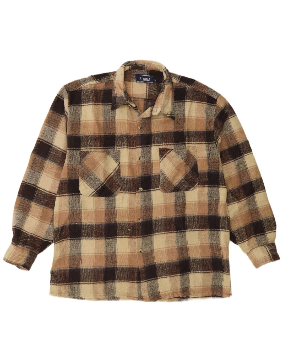 Camicia in flanella da uomo Regina 2XL Acrilico a quadri beige