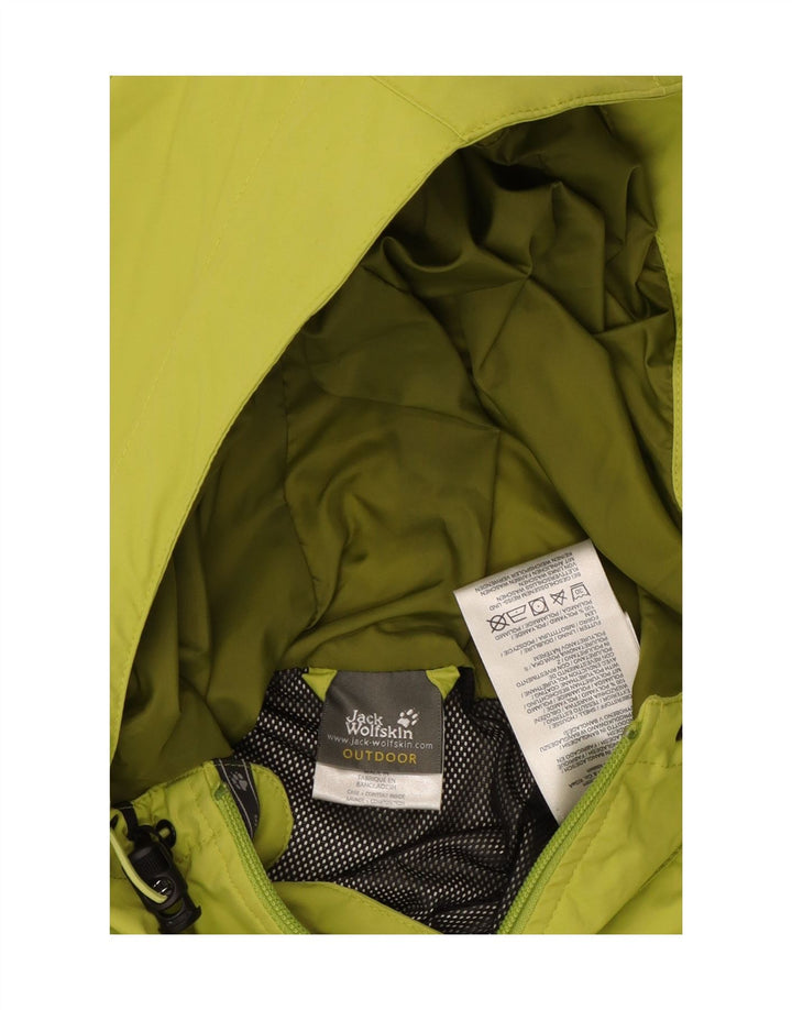 JACK WOLFSKIN Giacca antipioggia da donna con cappuccio UK 16 Large Verde Poliammide