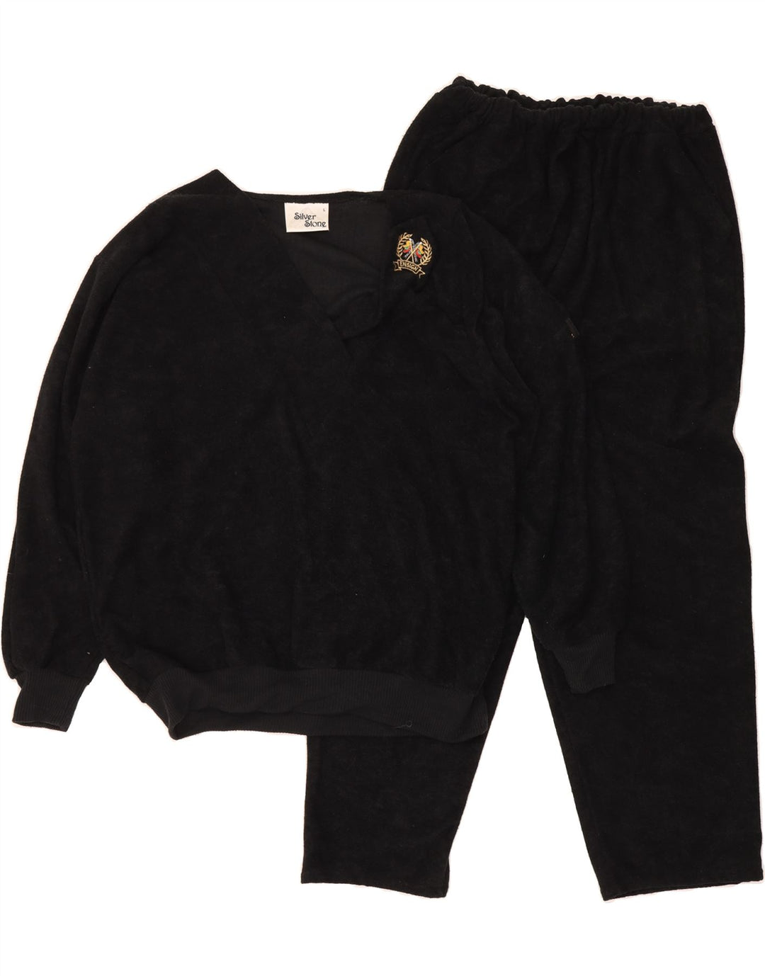 VINTAGE Womens Full Tracksuit UK 16 Large  Black Polyester Vintage Vintage and Second-Hand Vintage from Messina Hembry 