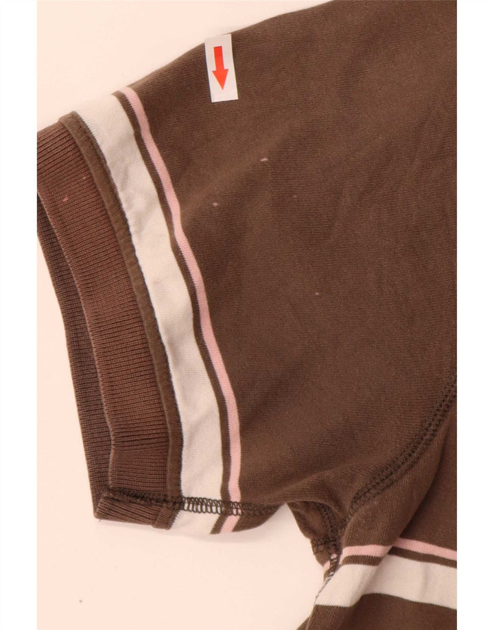 Polo da uomo Fat Face in cotone a righe marrone medio