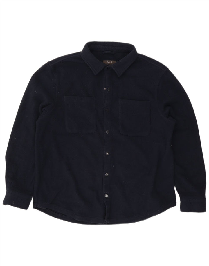 Camicia in pile da uomo Marks & Spencer XL poliestere blu navy
