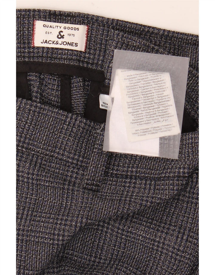 Pantaloni chino slim Marco da uomo Jack & Jones W36 L32 poliestere a quadri grigi