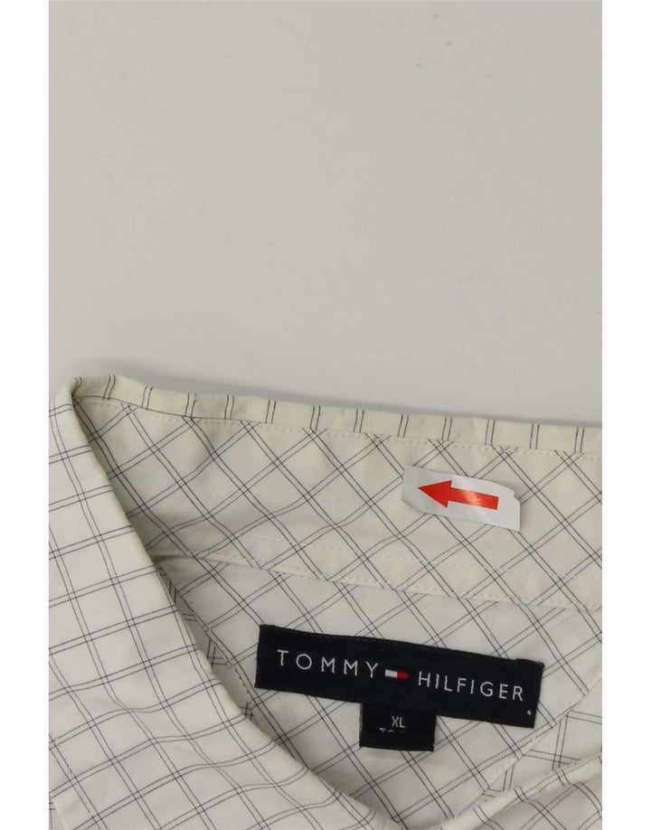 Camicia da uomo Tommy Hilfiger XL in cotone a quadri bianchi