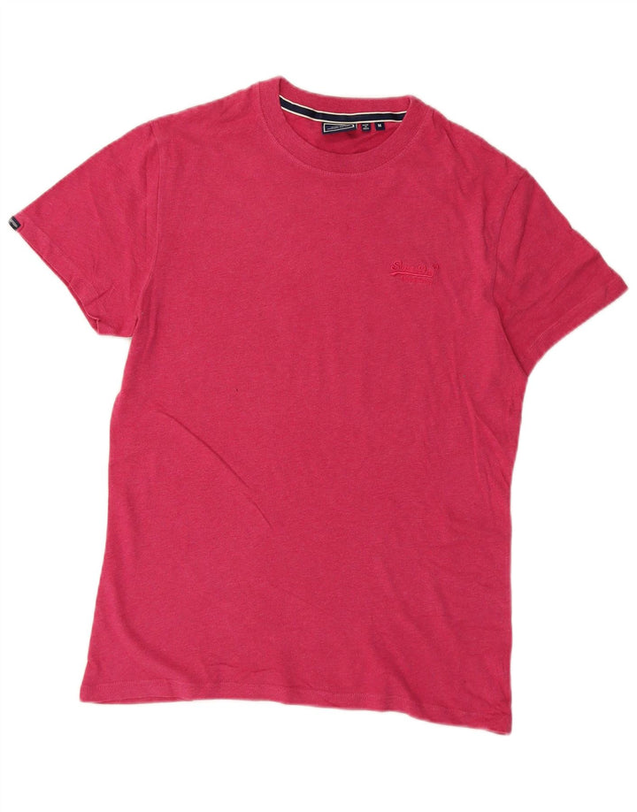 T-shirt da uomo Superdry Top in cotone chiazzato rosa medio