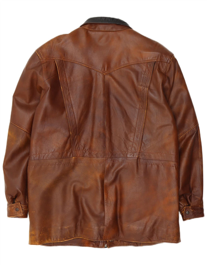 Giacca in pelle vintage da uomo UK 42 XL Marrone