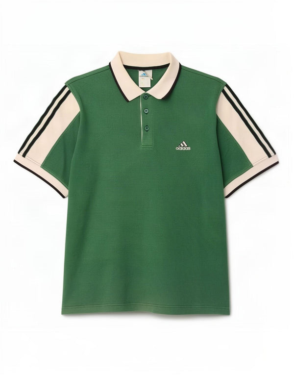 Polo Adidas da uomo UK 42/44 grande cotone color block verde