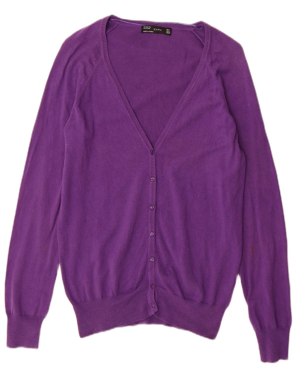 Maglione cardigan da donna Zara UK 18 XL cotone viola