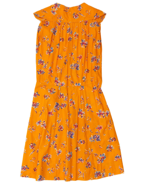 Vestito estivo senza maniche da donna vintage UK 10 piccolo floreale giallo
