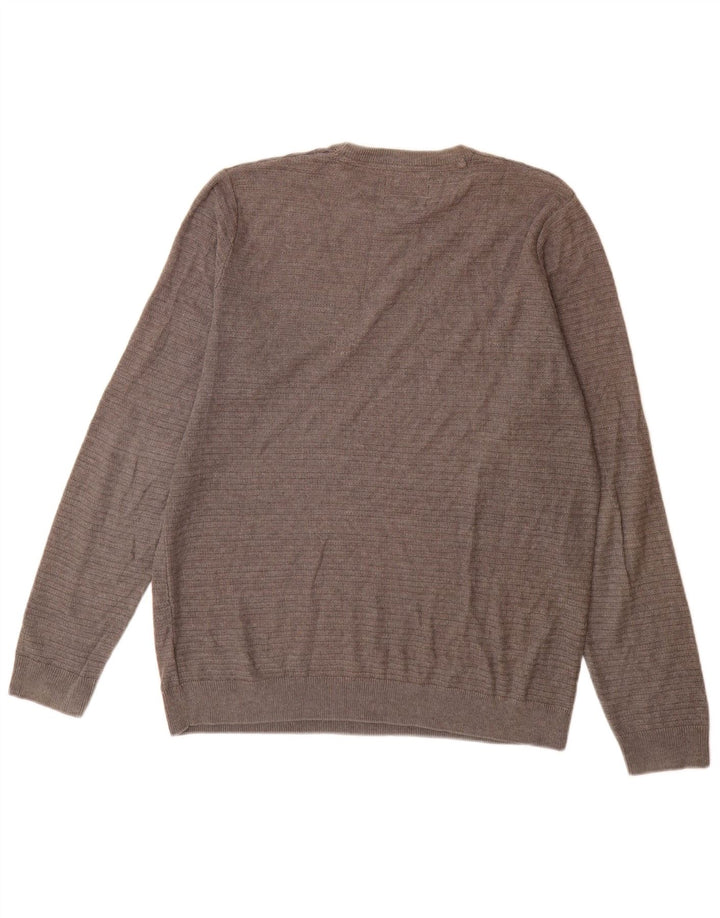 Maglione maglione girocollo da uomo Marks & Spencer in cotone grigio medio