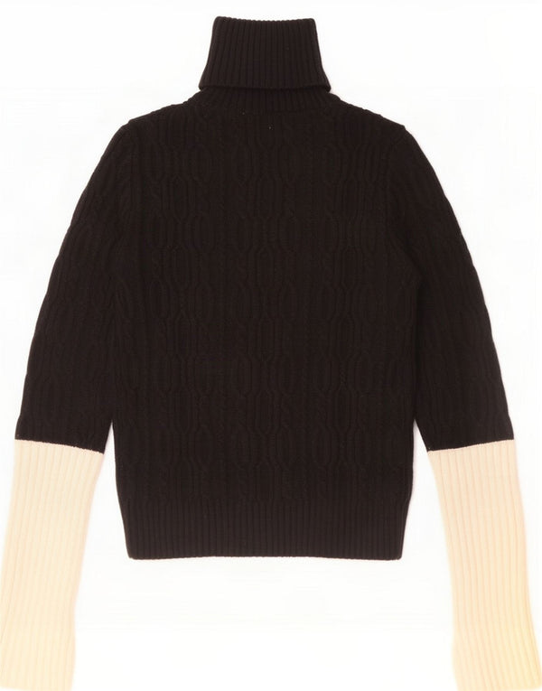 Zara Maglione corto da donna con collo alto e collo alto UK 10 Small Nero Colourblock