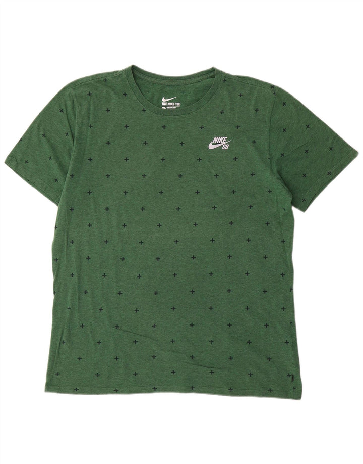 Nike - T-shirt da uomo con motivo astratto dal taglio atletico, taglia grande, in cotone verde