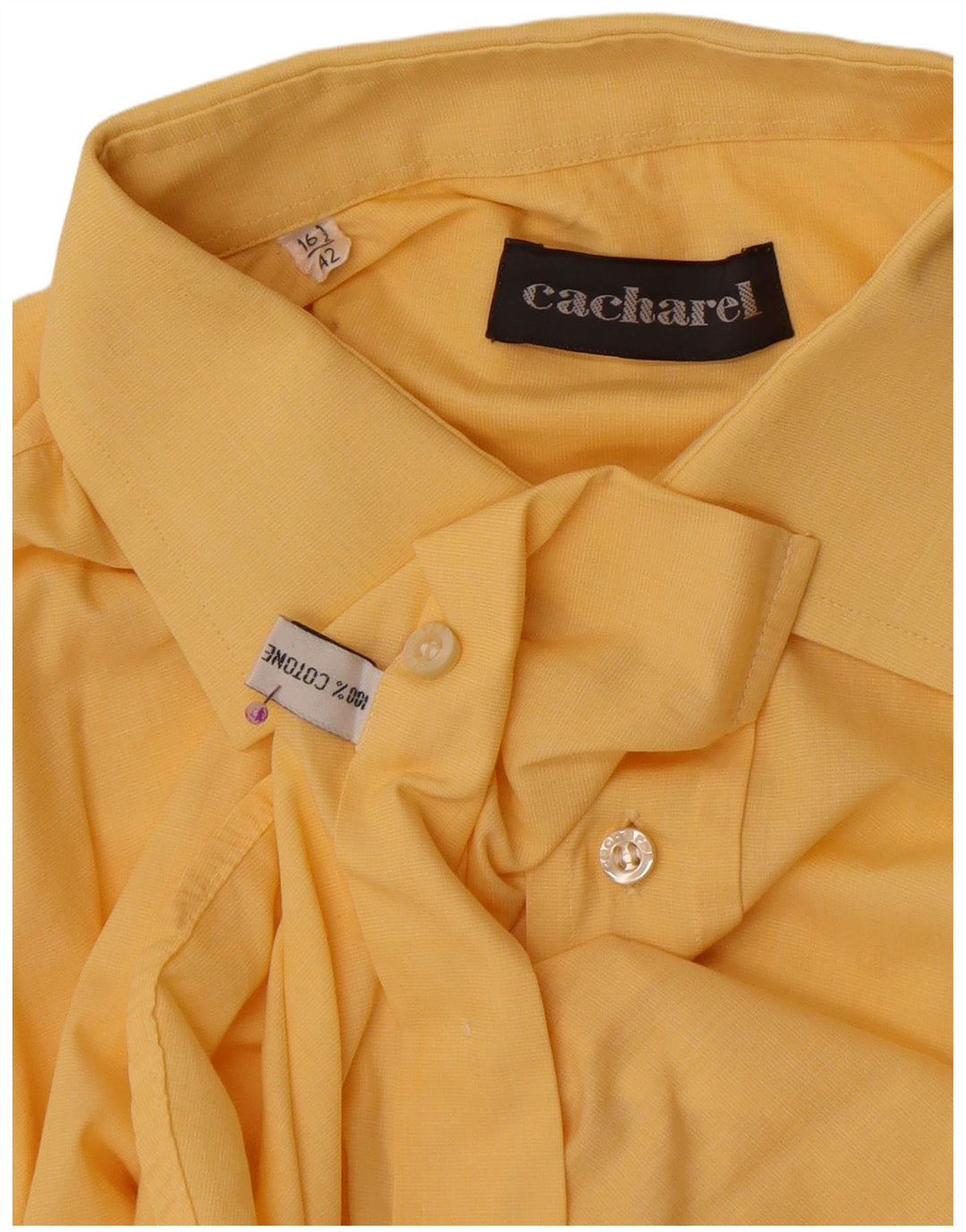 Camicia da uomo Cacharel taglia 42 16 1/2 grande cotone giallo