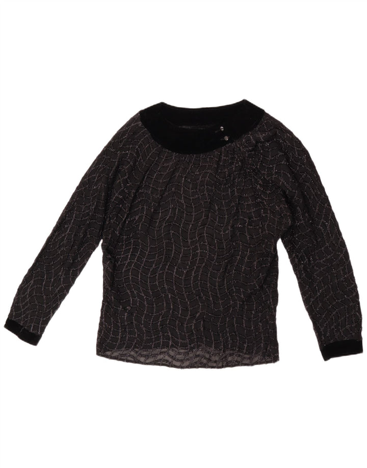 Camicetta trasparente da donna vintage top UK 16 grandi a righe nere